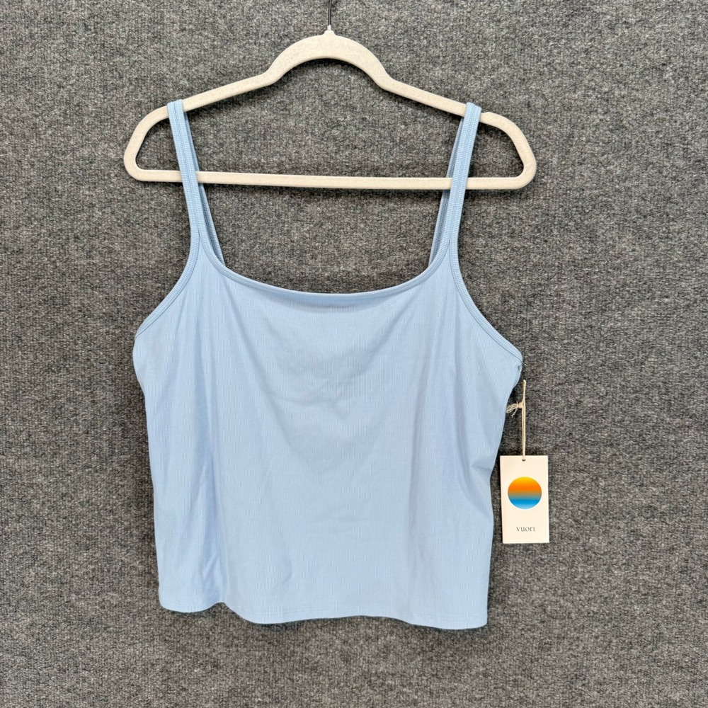 Vuori Pose Cami Tank Top Womens XL Blue Ribbed Performance Yoga Athletic NEW
